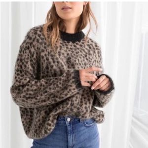 & Other stories leopard fuzzy knit sweater